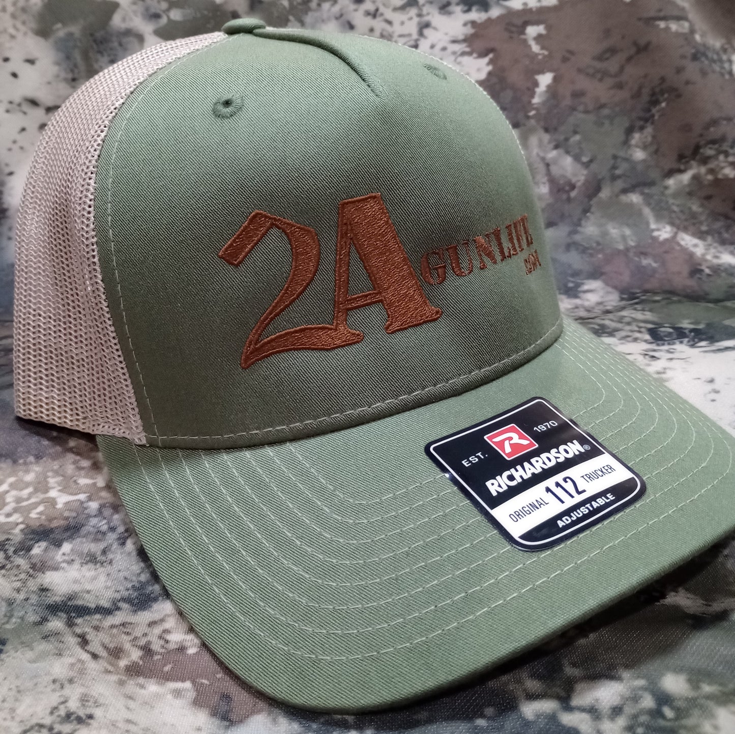 Military Green Trucker Hat w/2A logo