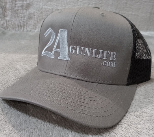 Trucker Hat-Gray w/Black Mesh and Silver Stitching