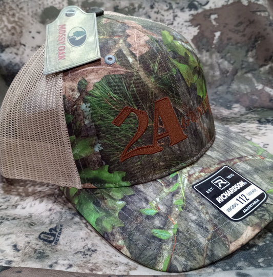 Mossy Oak Camo Trucker Hat w/2A logo