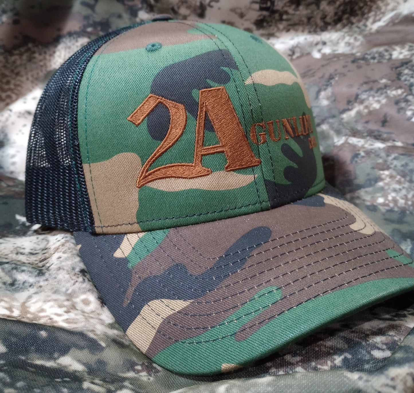 Woodland M81 Camo Trucker Hat w/2A logo